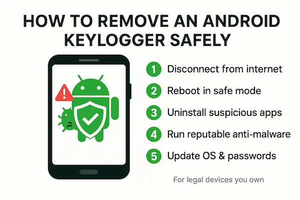 Android Keylogger: Risks, Legality, Detection & Safer Alternatives (2026 Guide) 3 How to Remove an Android Keylogger Safely