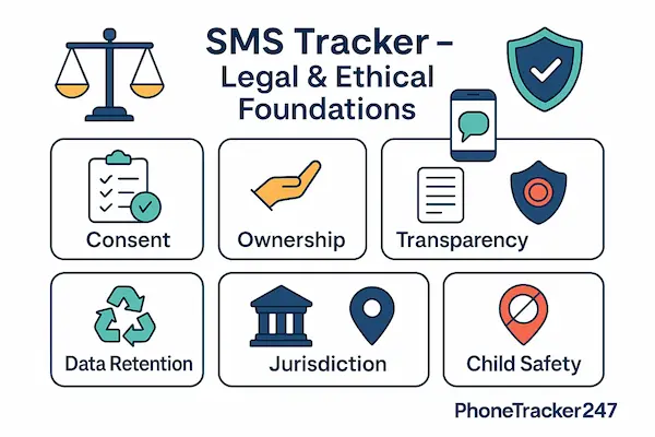 SMS Tracker: Track Cell Phone Text Messages History, SMS Monitoring 2 SMS Tracker - Legal & Ethical Foundations