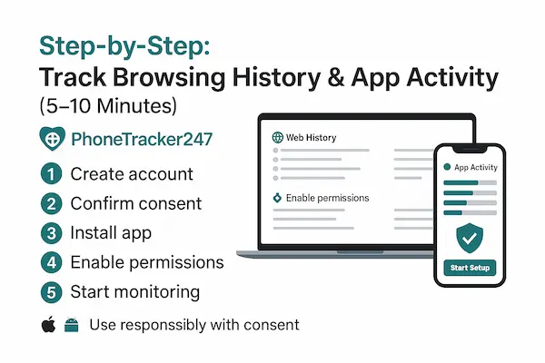 Step-by-Step: Track Browsing History & App Activity with PhoneTracker247