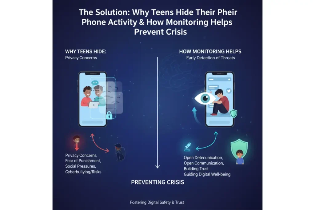 Why Teens Hide Their Phone Activity & How Monitoring Helps: A Parent’s Guide to Digital Safety 4 The Solution: Why Teens Hide Their Phone Activity & How Monitoring Helps Prevent Crisis