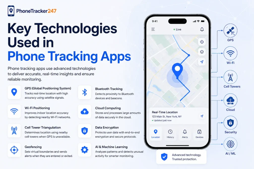 Key technologies used in phone tracking apps