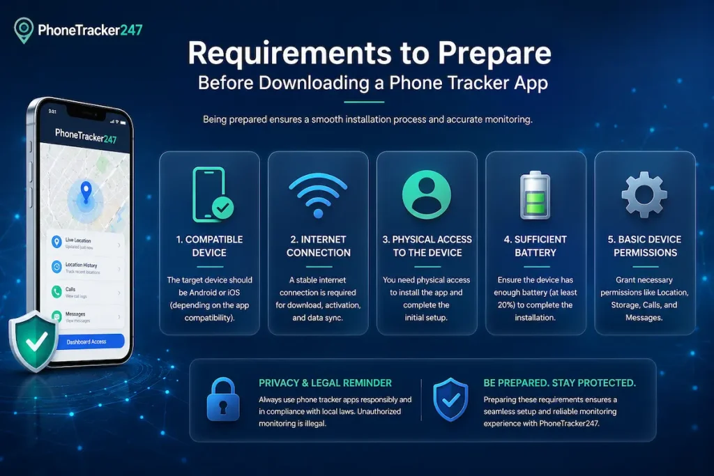Phone Tracker App Download Checklist: What to Prepare Before Setup 1 Requirements to Prepare Before Downloading a Phone Tracker App